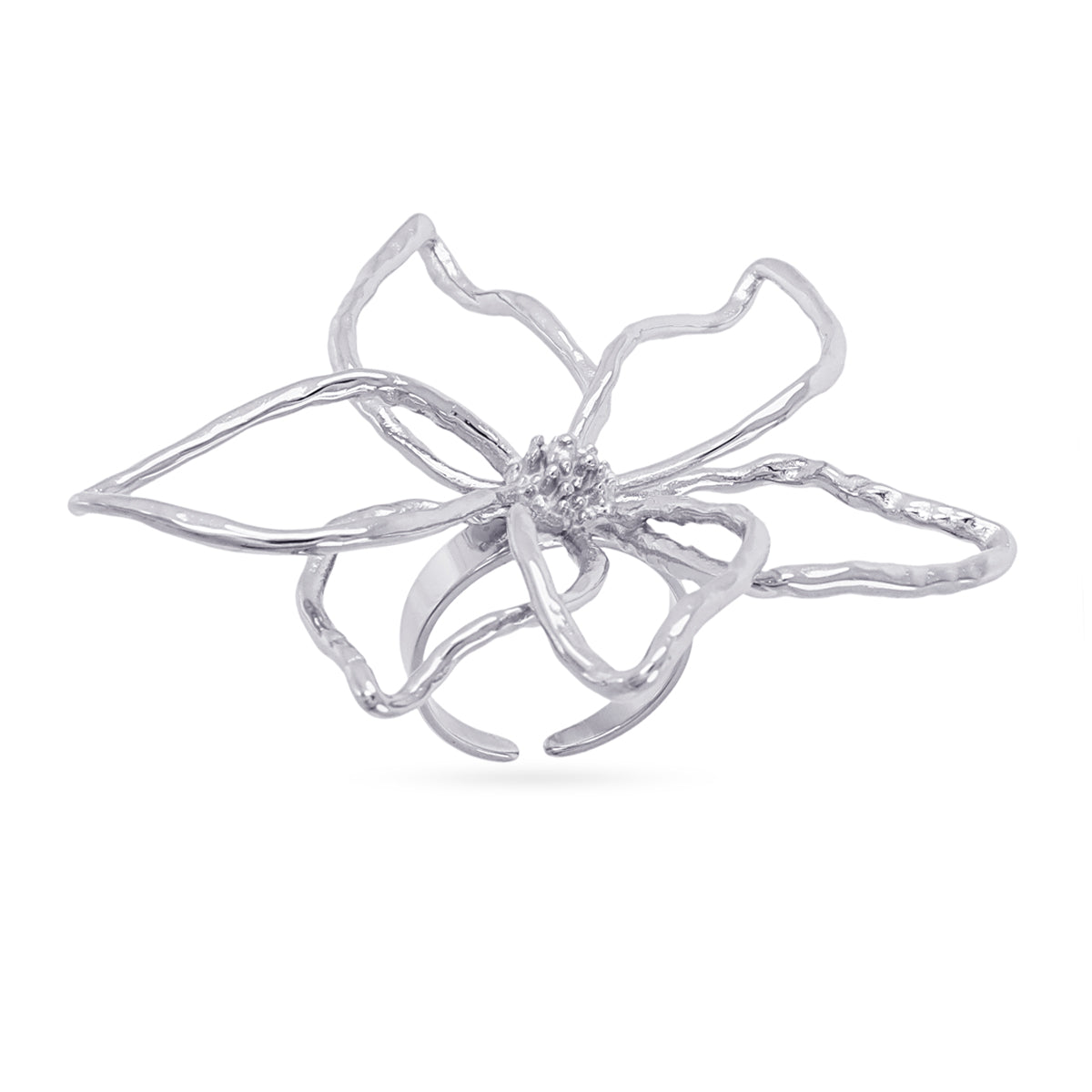 Anillo ajustable Essentials flor abstracta Plateado Anartxy