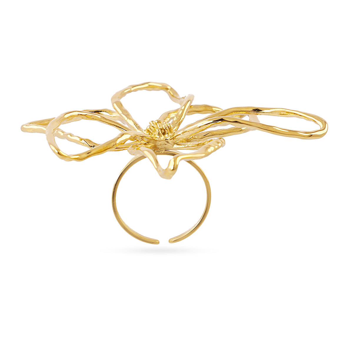 Anillo ajustable Essentials flor abstracta Dorado Anartxy