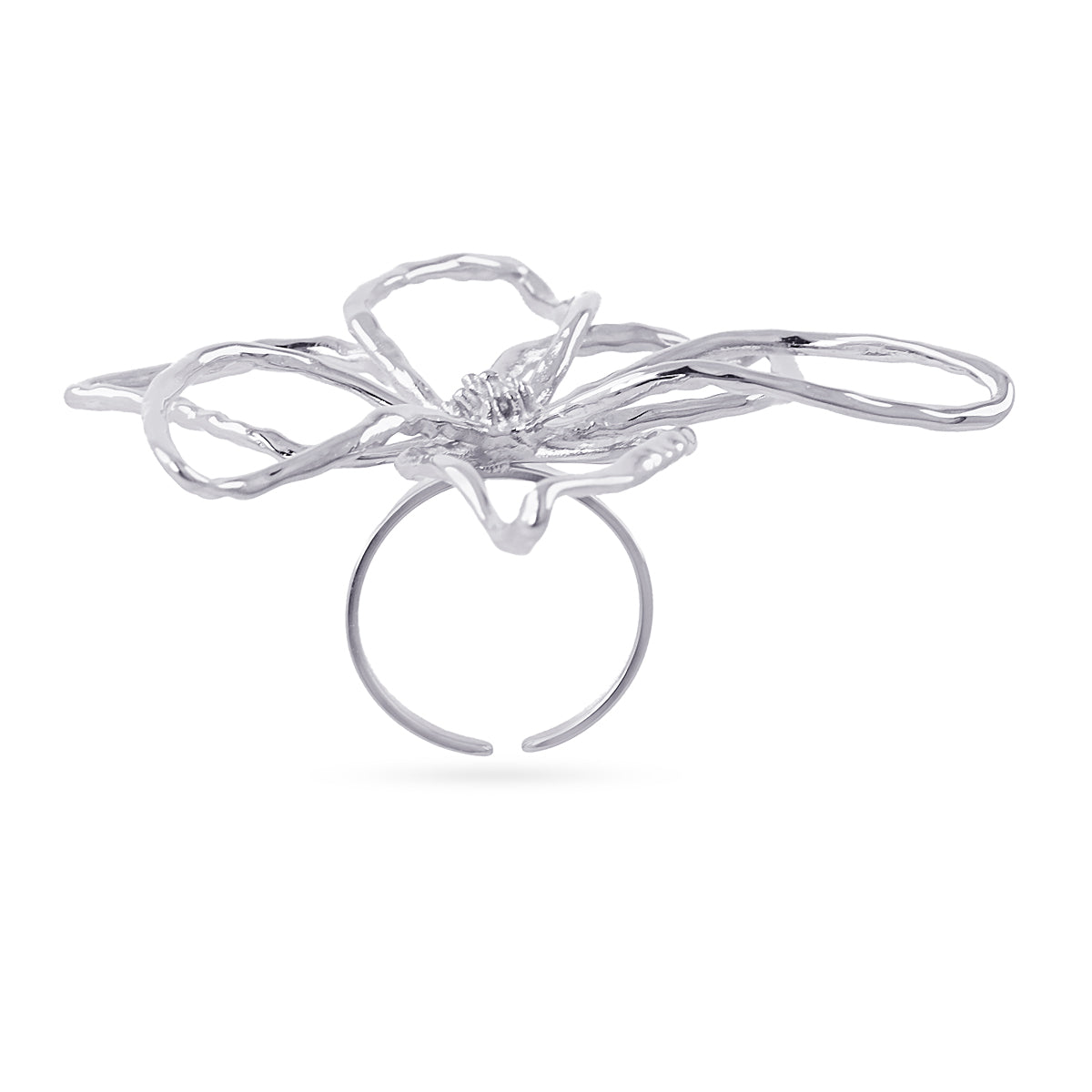 Anillo ajustable Essentials flor abstracta Plateado Anartxy