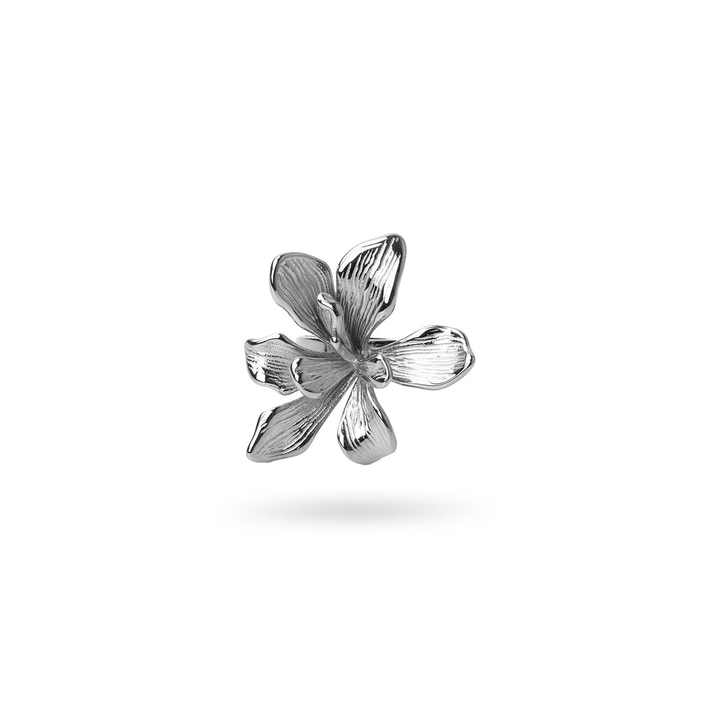 Anillo ajustable Essentials flor relieve Plateado Anartxy