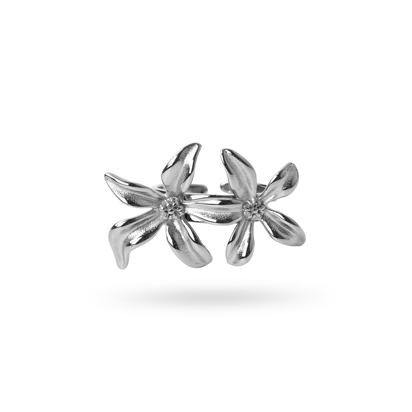Anillo ajustable Essentials doble flor Plateado Anartxy