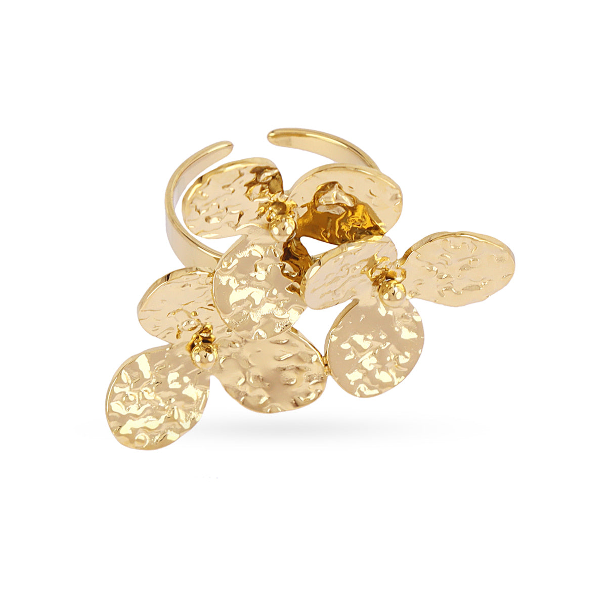 Anillo ajustabe Essentials flor martillada Dorado Anartxy