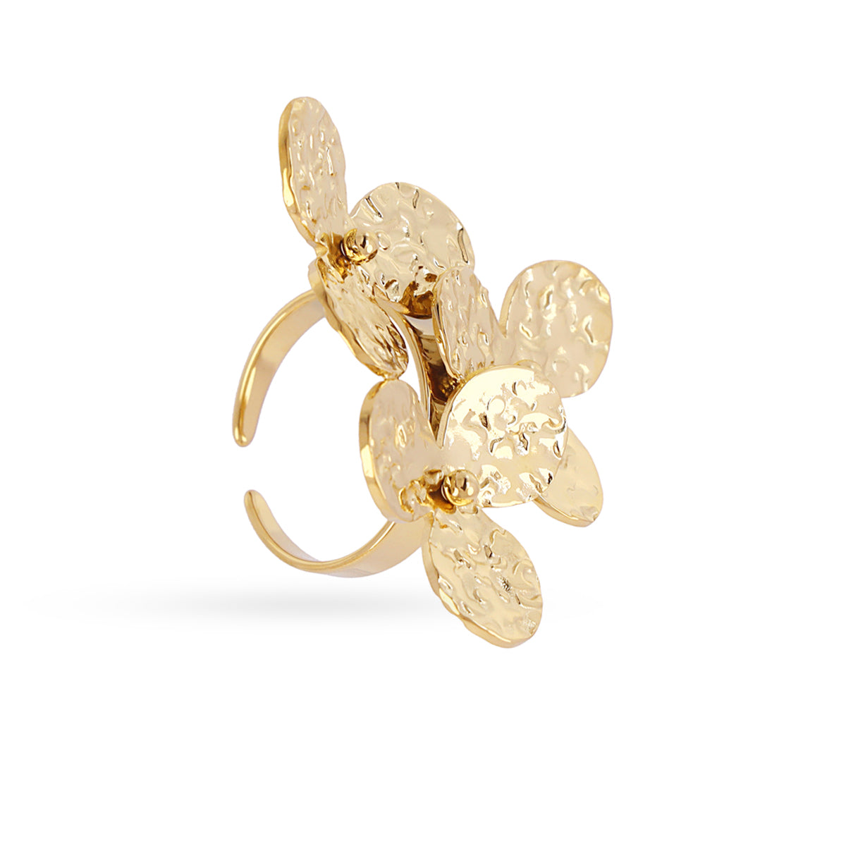 Anillo ajustabe Essentials flor martillada Dorado Anartxy