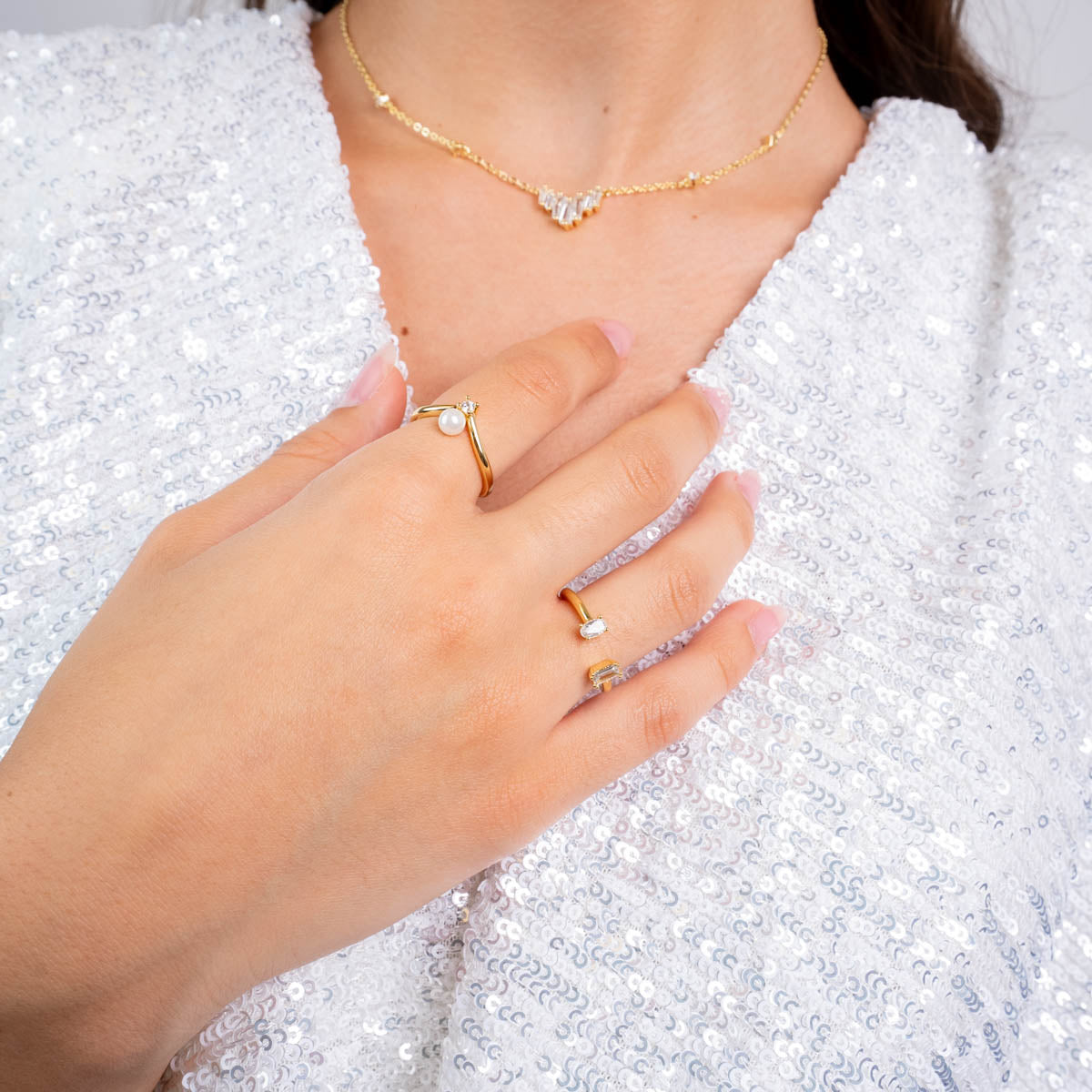 Anillo fino Alma doble circonita Dorado Anartxy