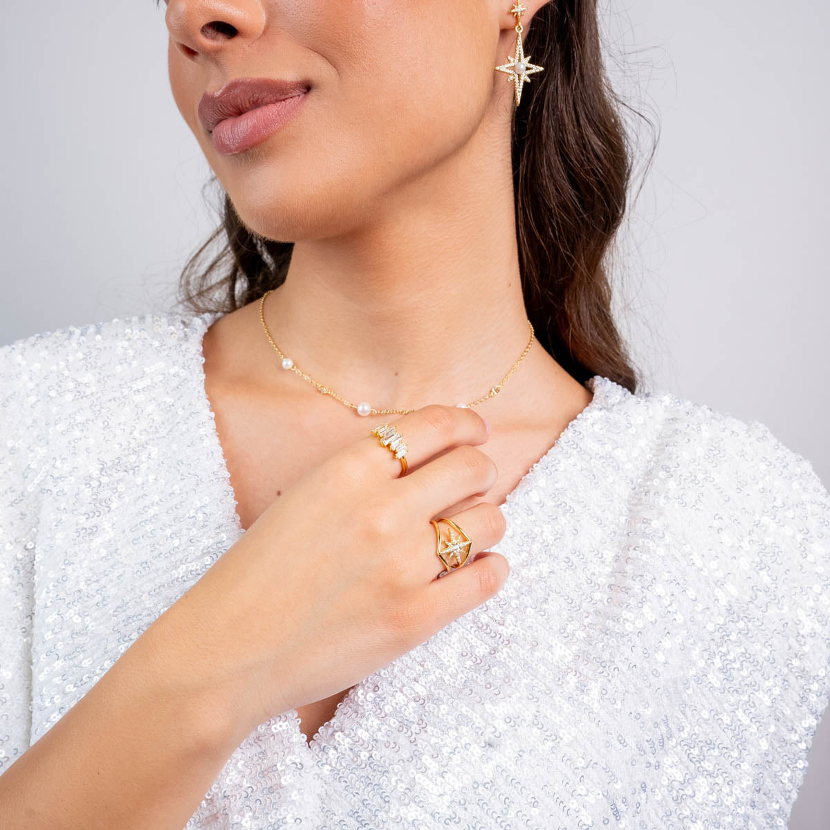 Anillo Alma circonitas baguette Dorado Anartxy