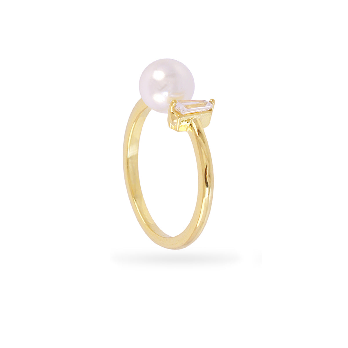 Anillo fino Alma perla y circonita Dorado Anartxy