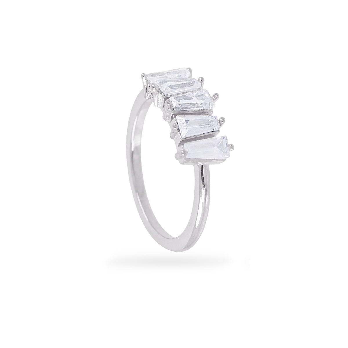 Anillo Alma baguette escalonado Plateado Anartxy