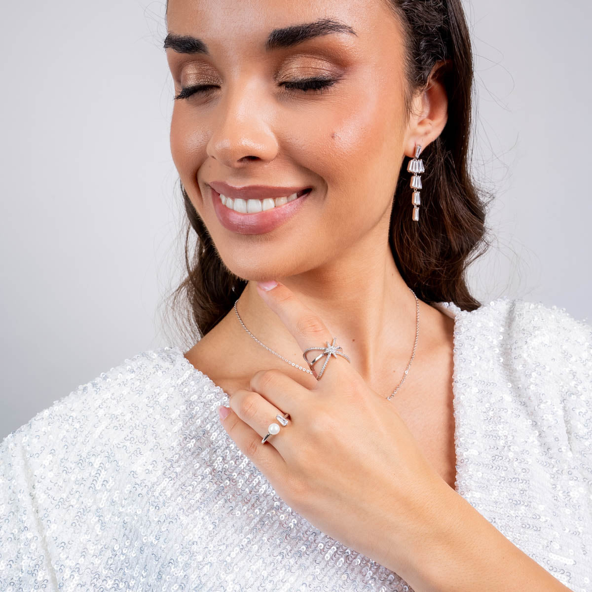 Anillo Alma órbita circonitas Plateado Anartxy