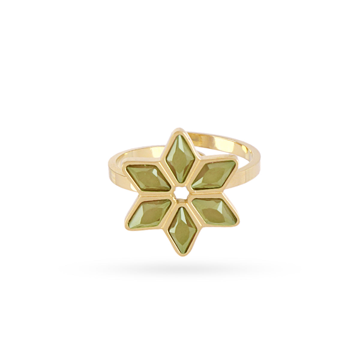 Anillo Prisma ajustable flor Verde Anartxy