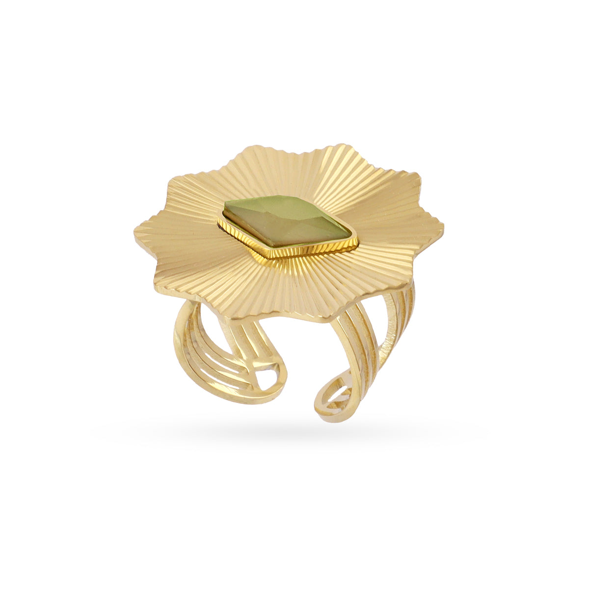 Anillo Prisma ajustable textura Verde Anartxy