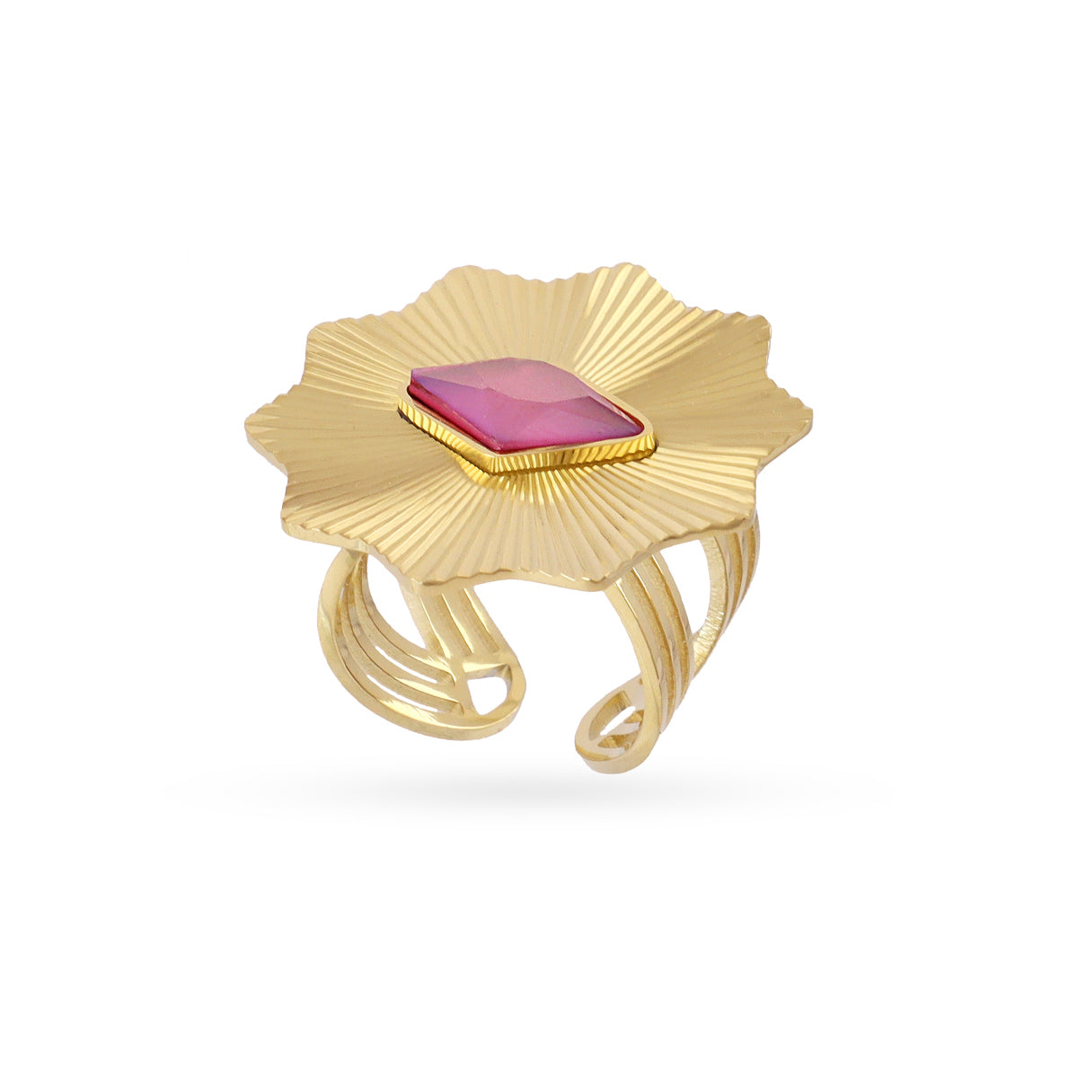 Anillo Prisma ajustable textura Rosa Anartxy