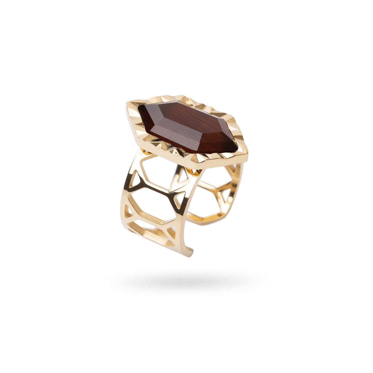 Anillo ajustable Gleam piedra Café Anartxy