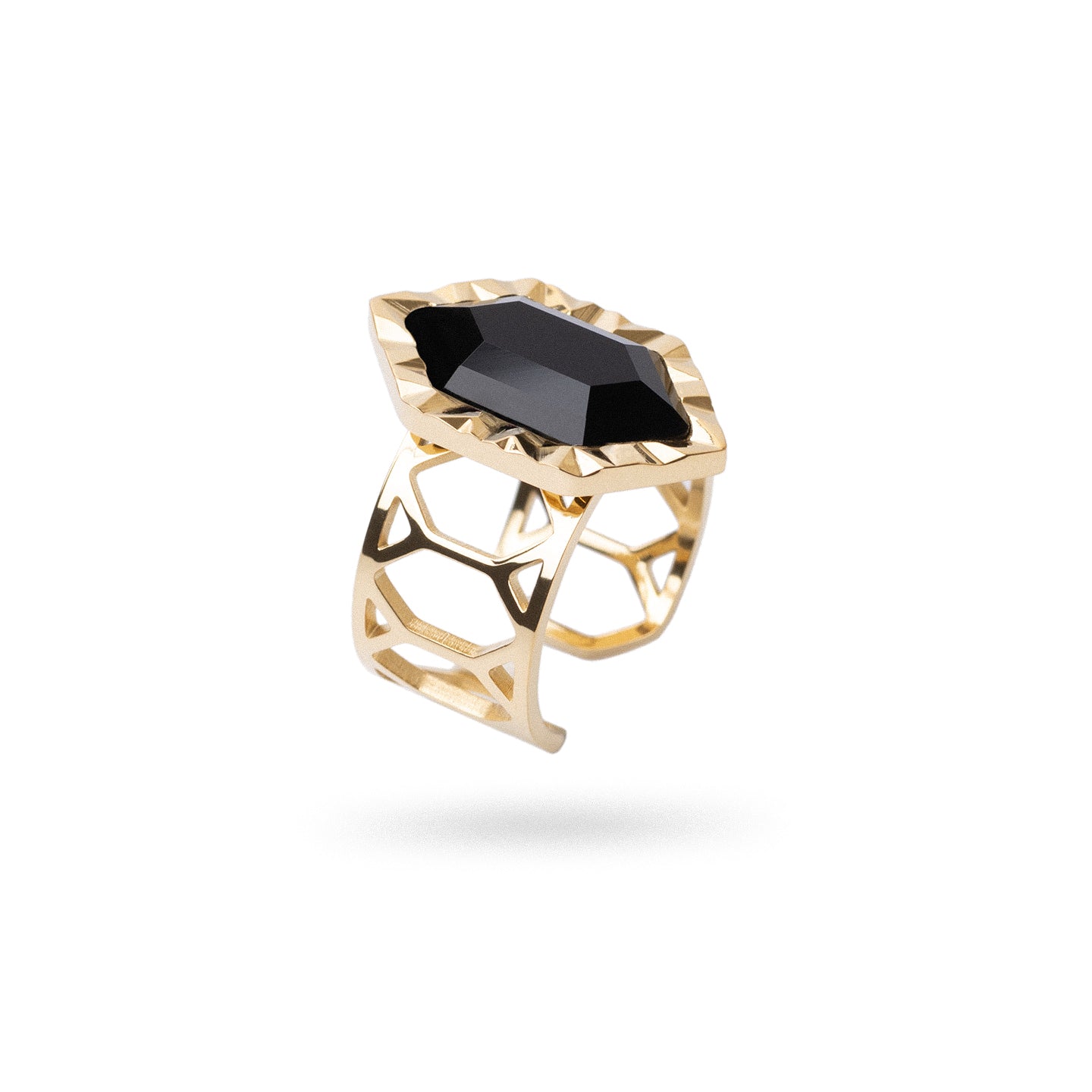 Anillo ajustable Gleam piedra Negro Anartxy