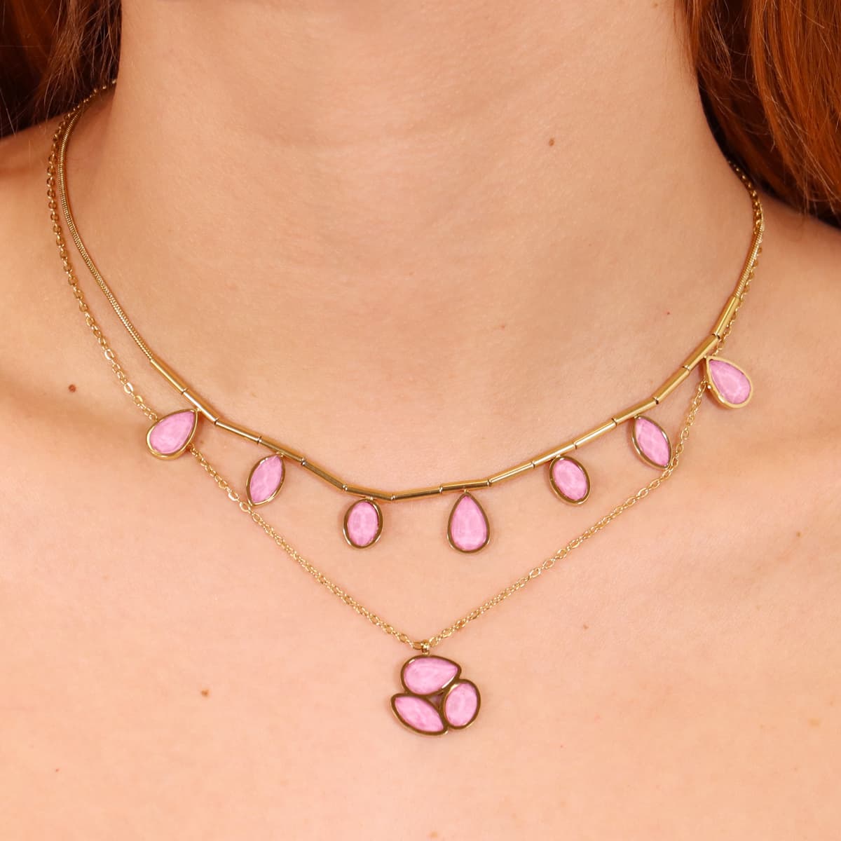 Collar Drops Rain Rosa Anartxy