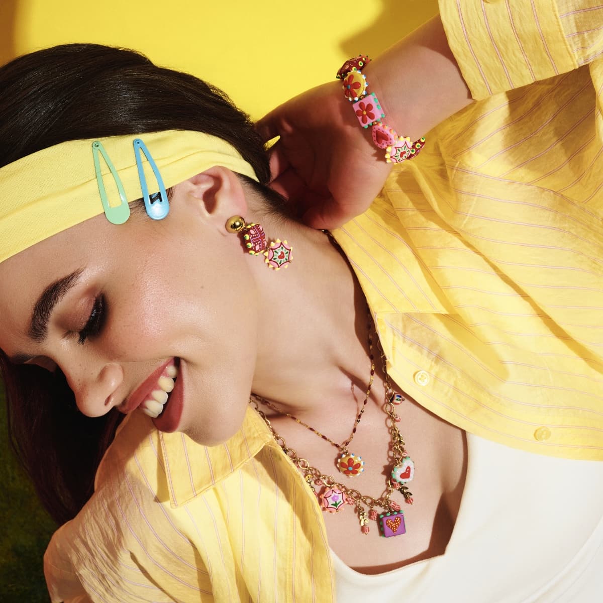 Collar Trencadis doble dorado multicolor Anartxy