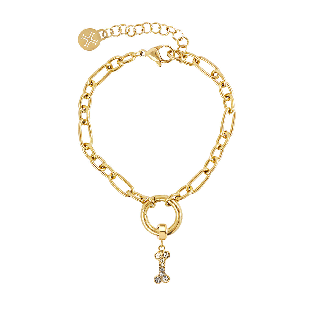 Charm hueso circonitas Dorado Anartxy