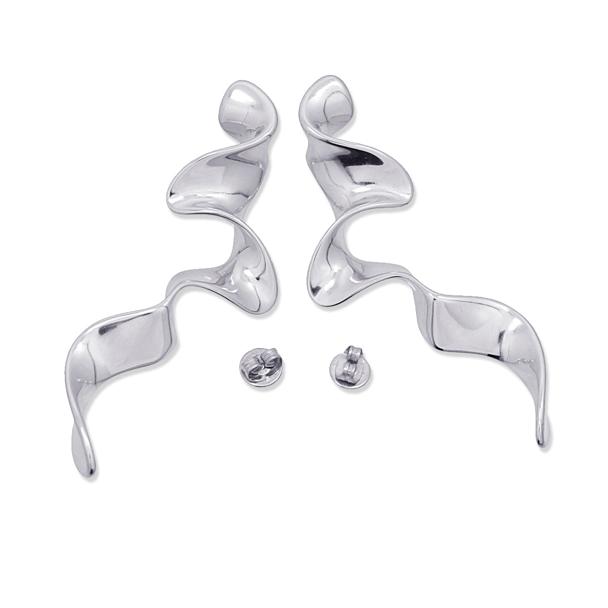 Pendientes largos Waves Plateado Anartxy