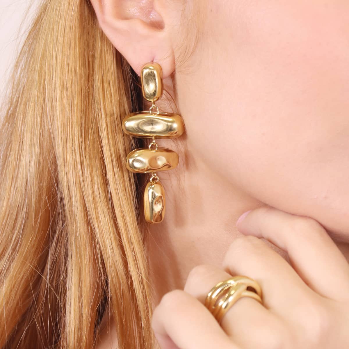 Pendientes Waves Bricks Dorado Anartxy