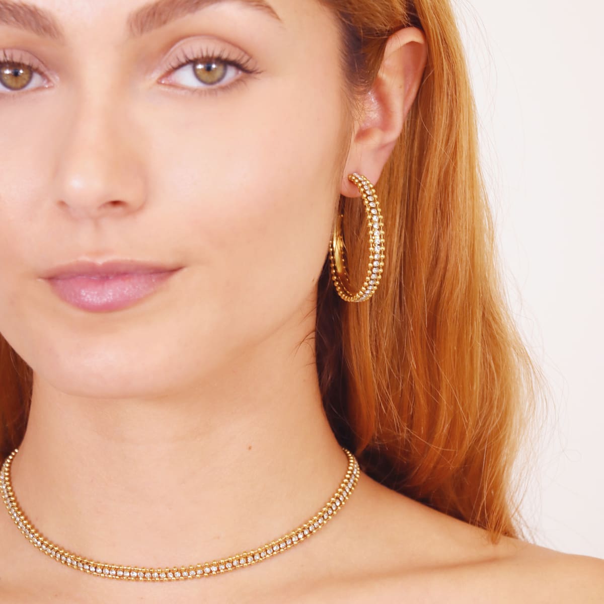 Pendientes Summer Essentials Sparkling Hoops Dorado Anartxy