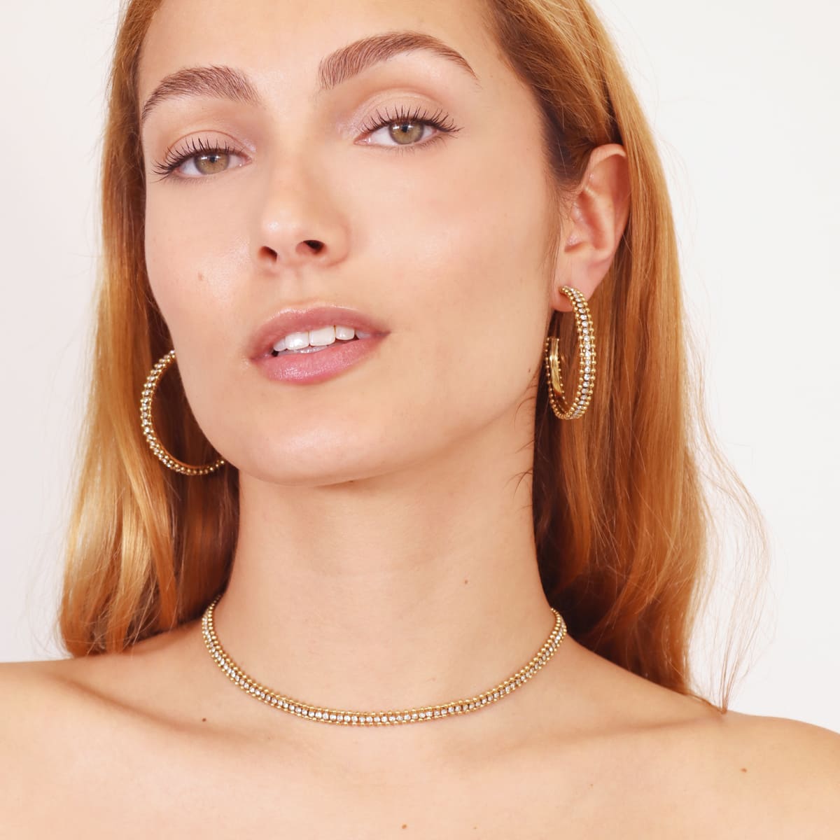Pendientes Summer Essentials Sparkling Hoops Dorado Anartxy