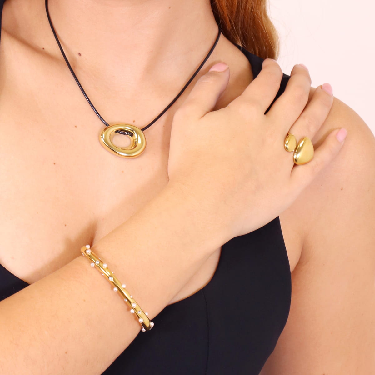 Pulsera Waves Pearl Spots Dorado Anartxy