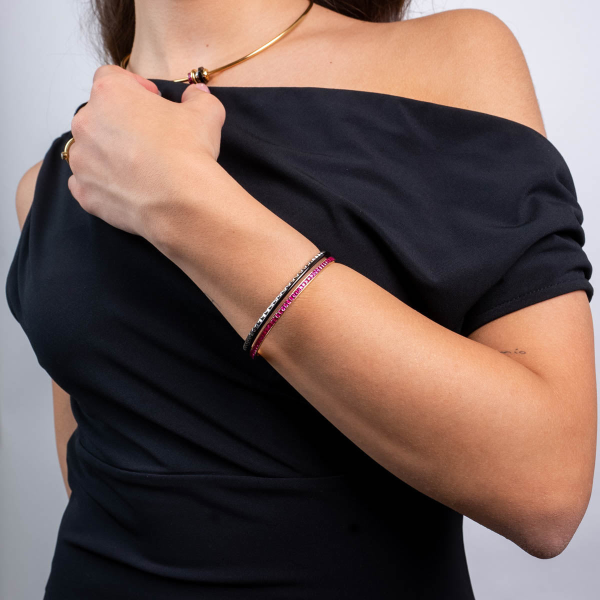 Brazalete Vandal multiaro fino multicolor Fucsia Anartxy