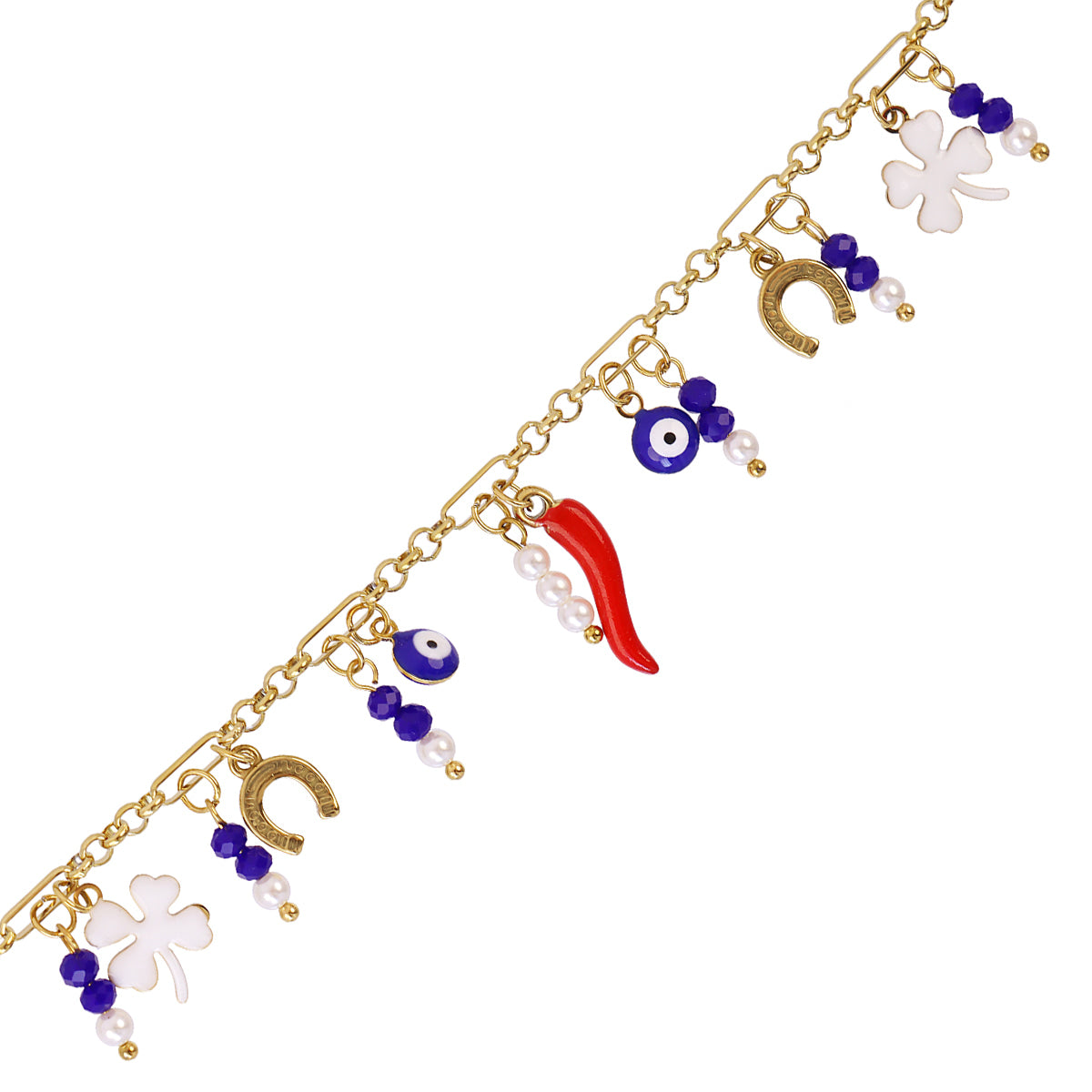 Pulsera Cornicello Horseshoe Rojo Anartxy