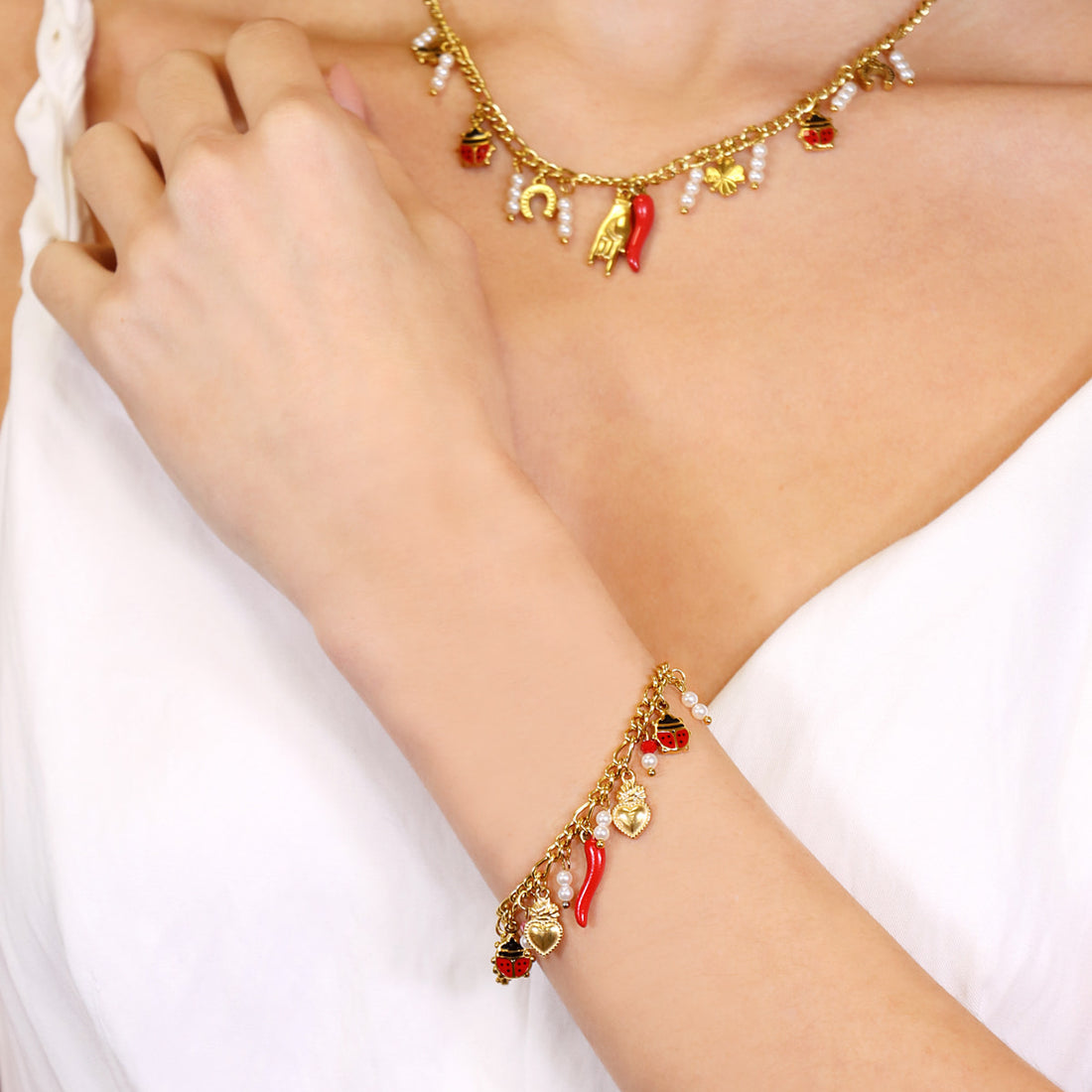 Pulsera Cornicello Fate Rojo Anartxy