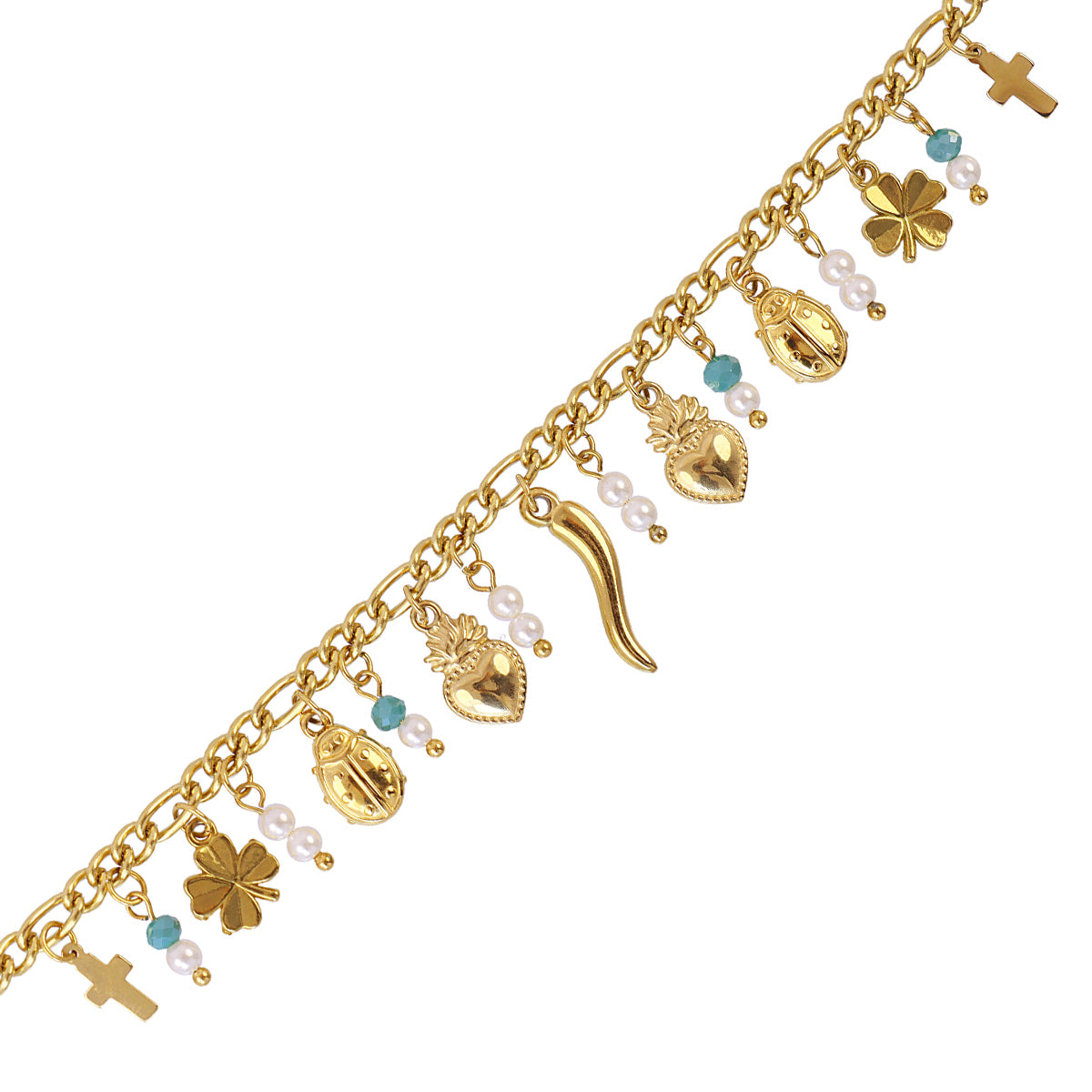 Pulsera Cornicello Fate Dorado Anartxy
