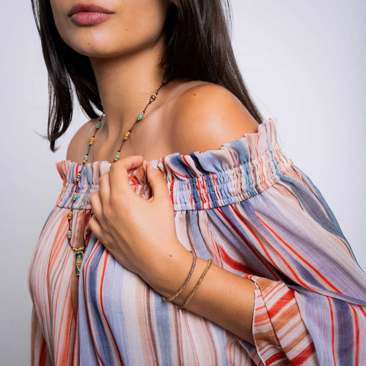 Pulsera Spirit tubular de hilos multicolor Rojo Anartxy