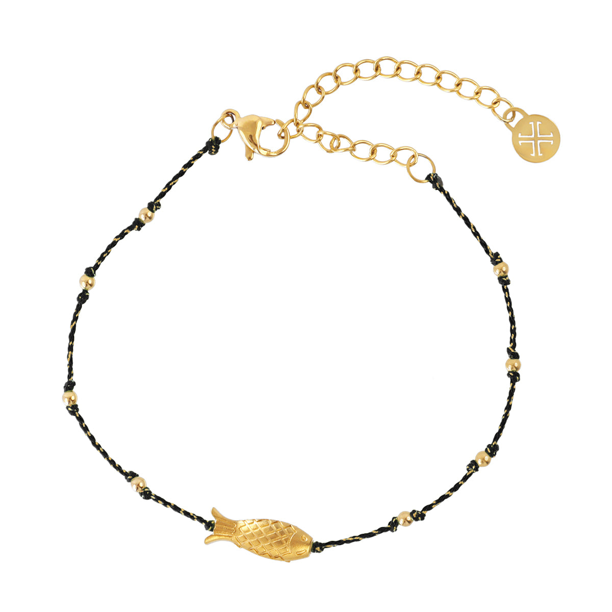 Pulsera fina Spirit hilo multicolor pez dorado Negro Anartxy