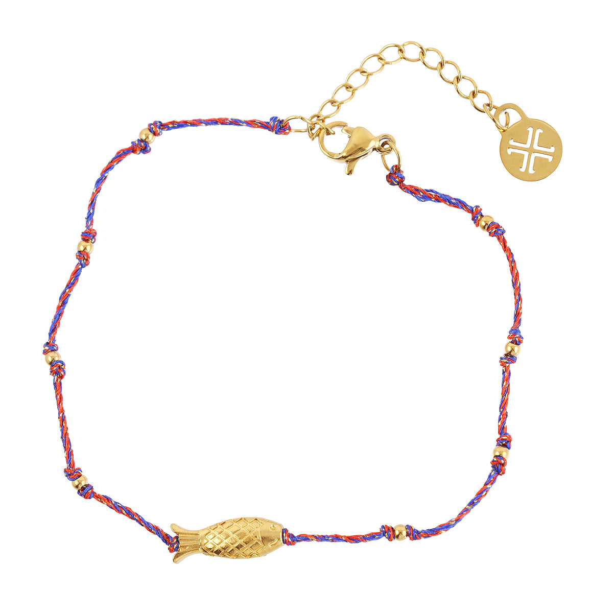 Pulsera fina Spirit hilo multicolor pez dorado Rojo Anartxy