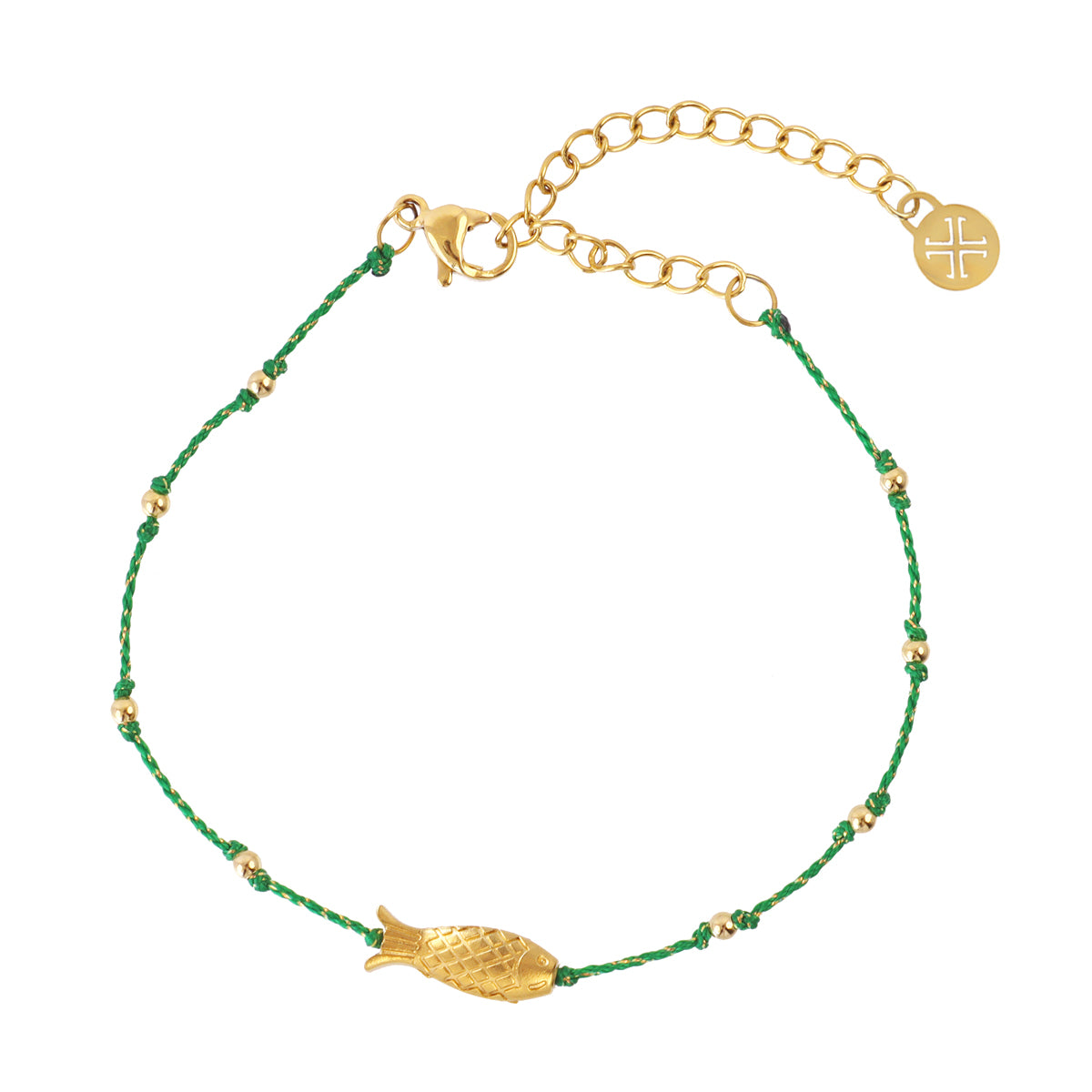 Pulsera fina Spirit hilo multicolor pez dorado Verde Anartxy