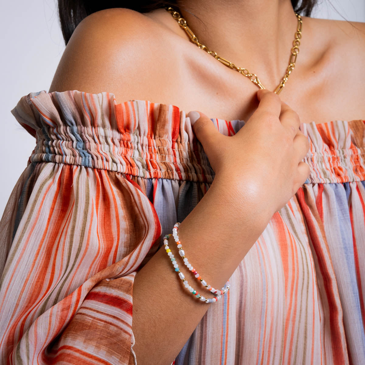 Pulsera elástica Spirit fina multicolor perlas Combinado Anartxy