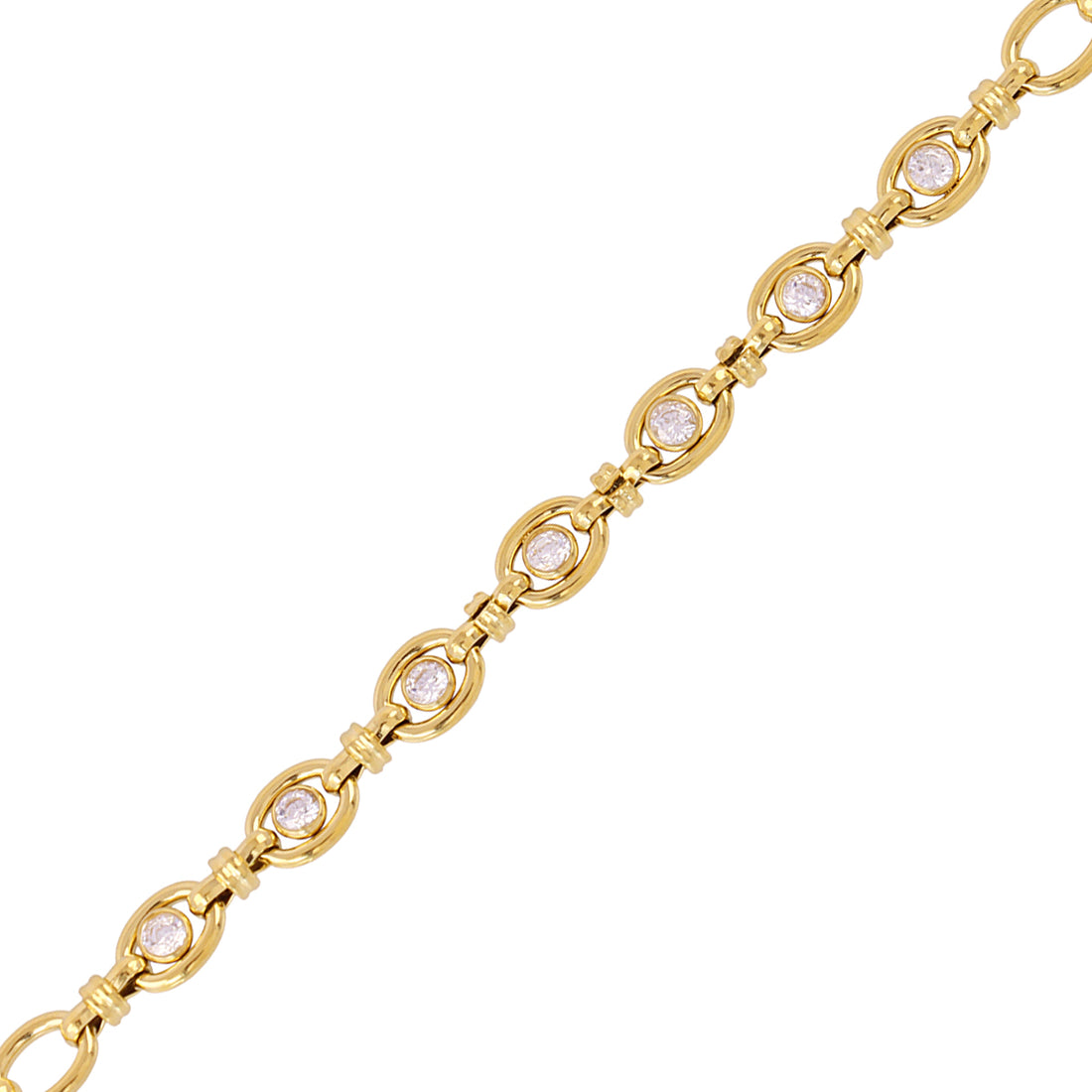 Pulsera de cadena con circonitas blancas Dorado Anartxy