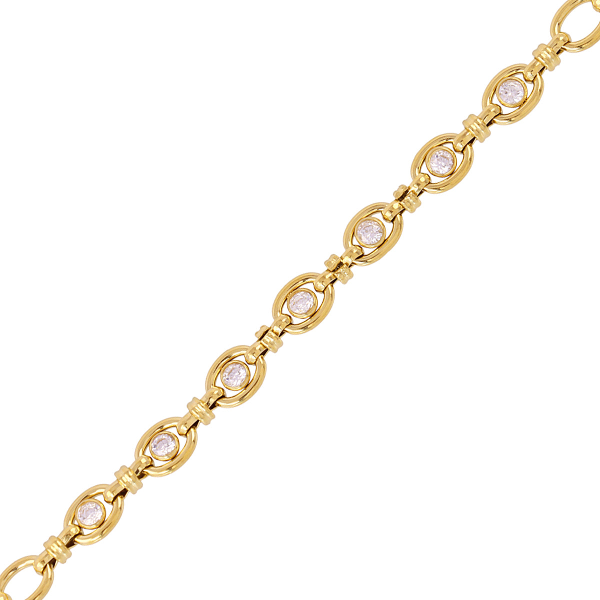 Pulsera de cadena con circonitas blancas Dorado Anartxy