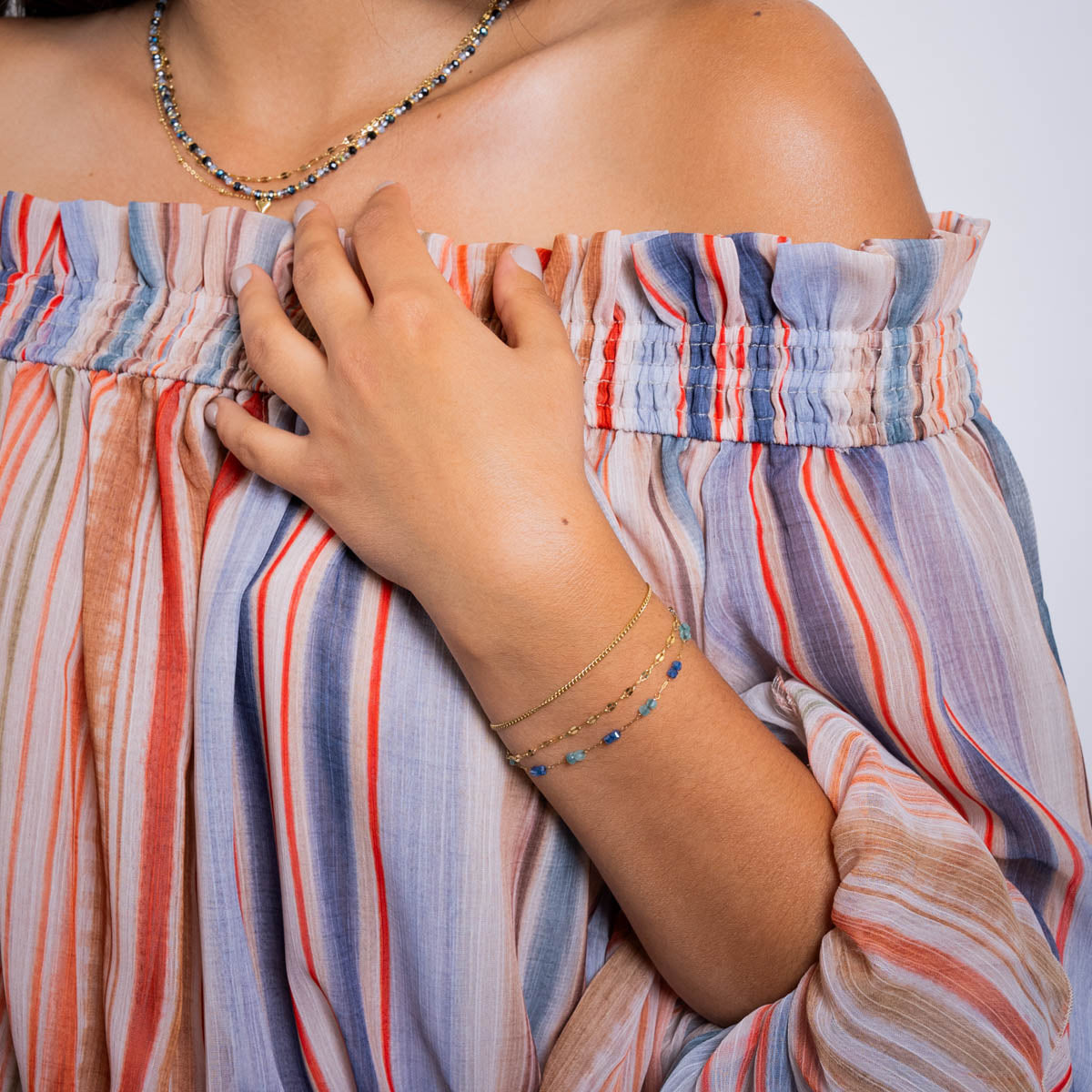 Pulsera Spirit multicadenas finas Azul Anartxy