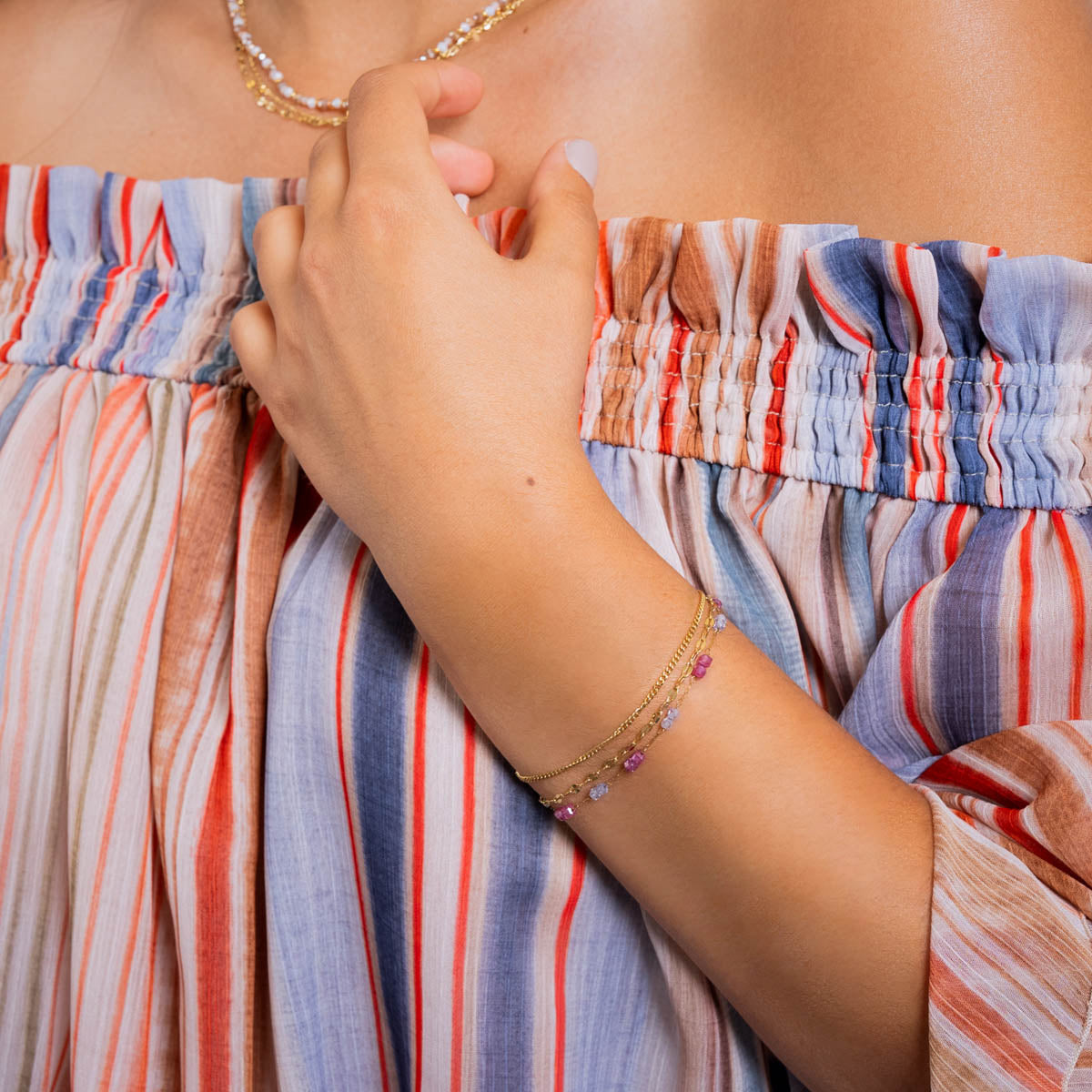 Pulsera Spirit multicadenas finas Morado Anartxy