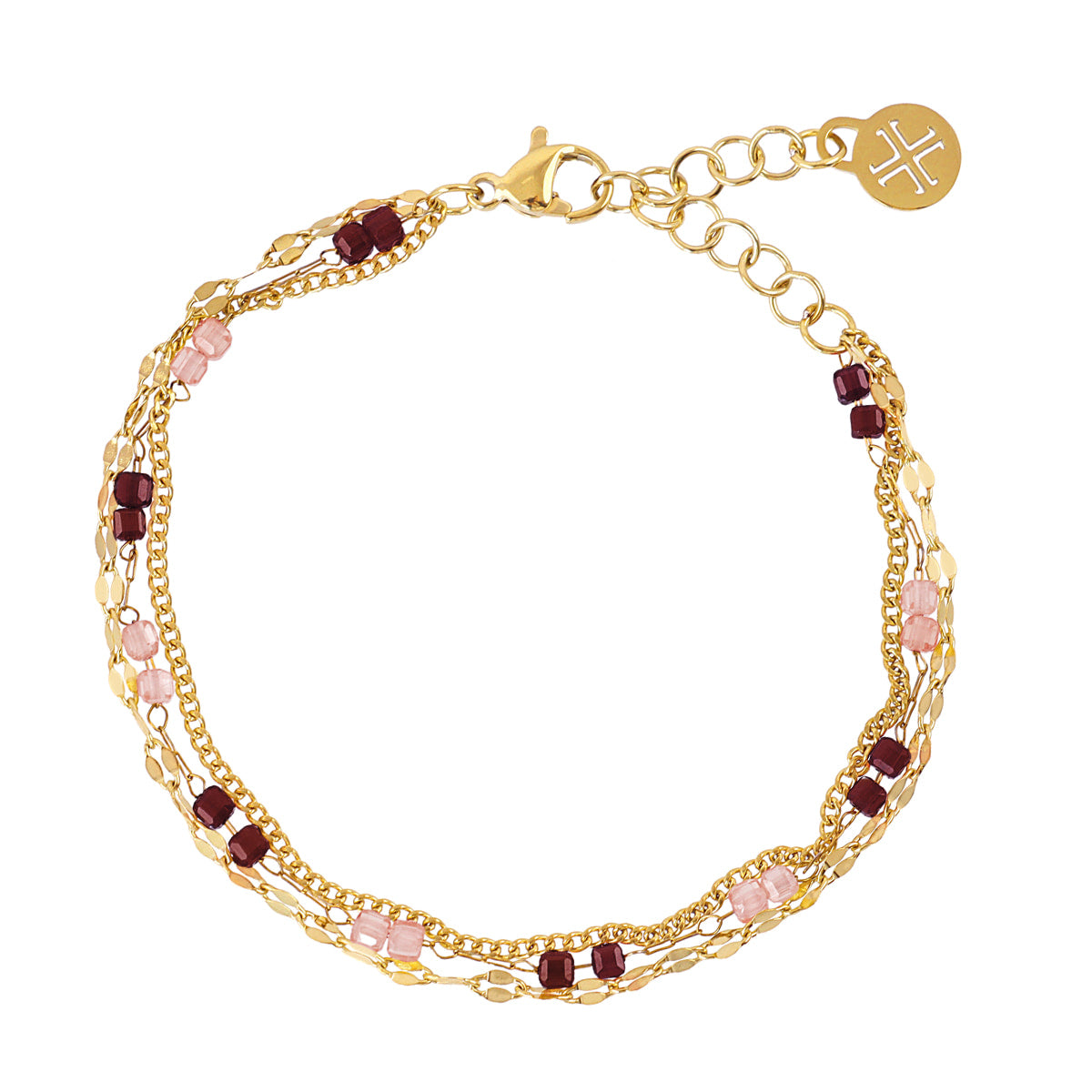 Pulsera Spirit multicadenas finas Rosa Anartxy