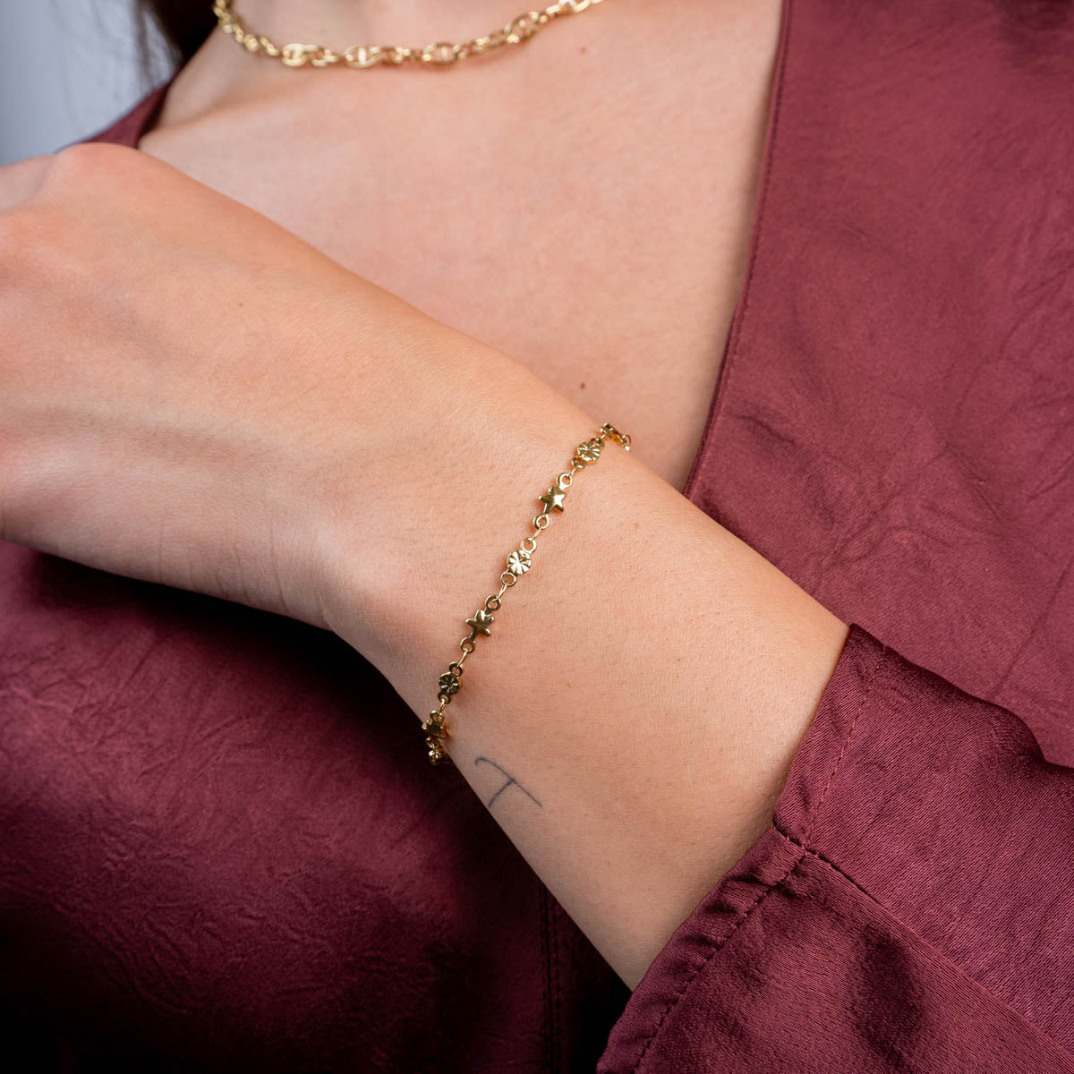 Pulsera Basic mini estrellas Dorado Anartxy