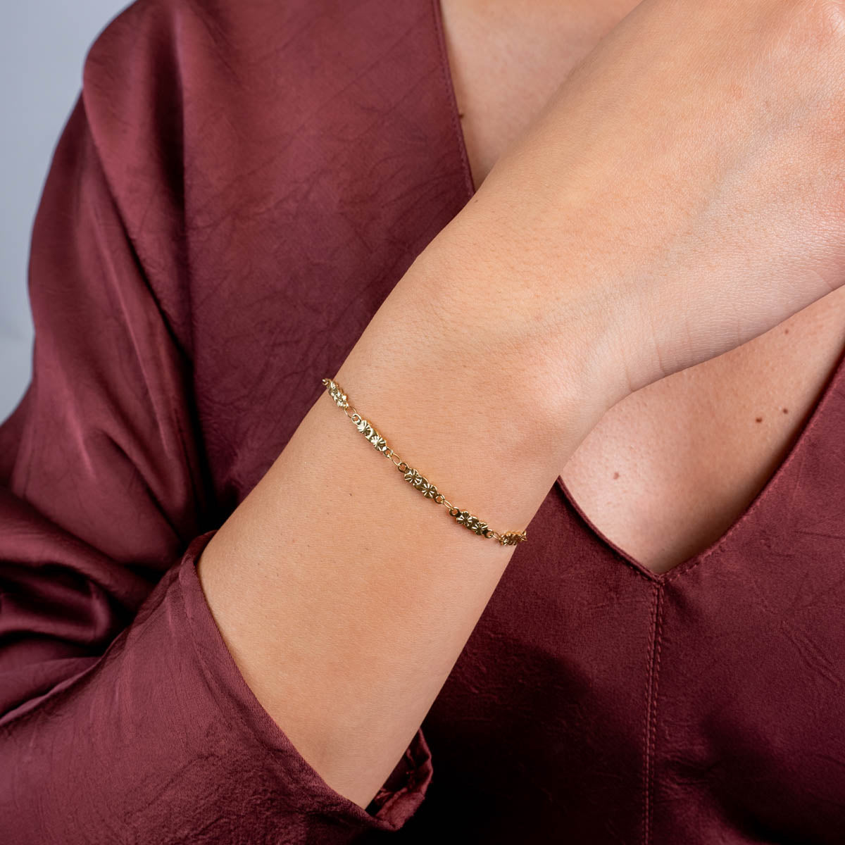 Pulsera Basic mini flores Dorado Anartxy