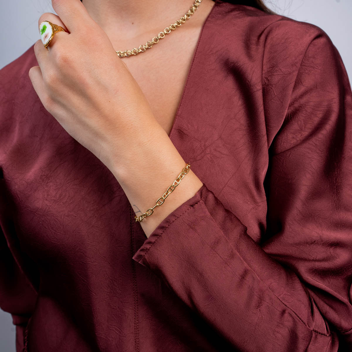 Pulsera Basic mini eslabones Dorado Anartxy
