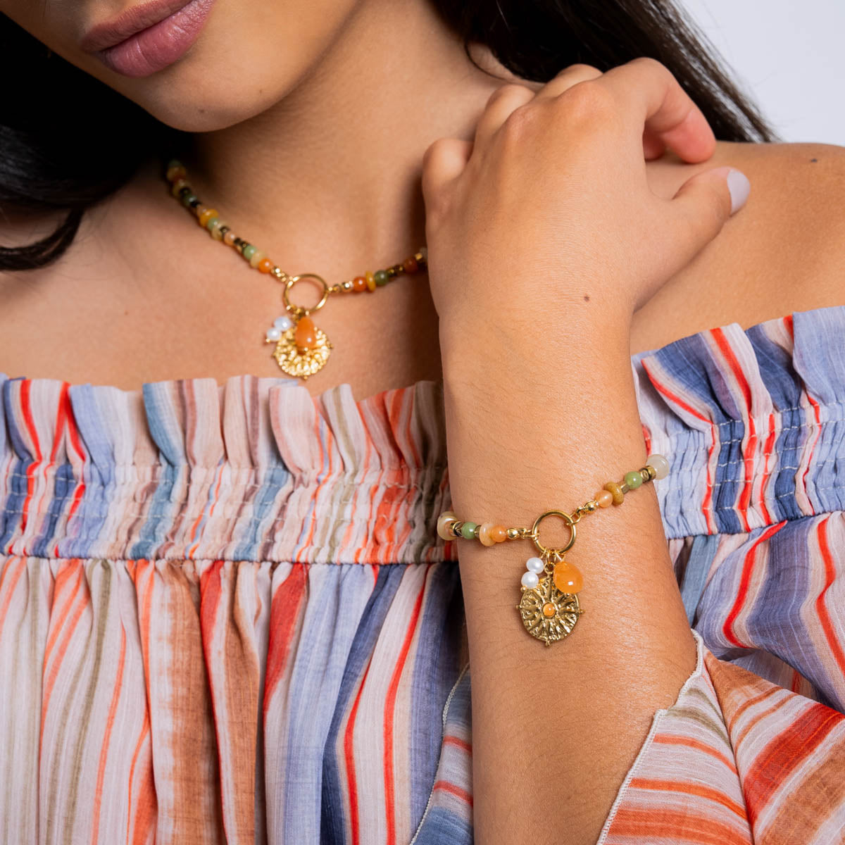 Pulsera Astros multicolor brújula Naranja Anartxy