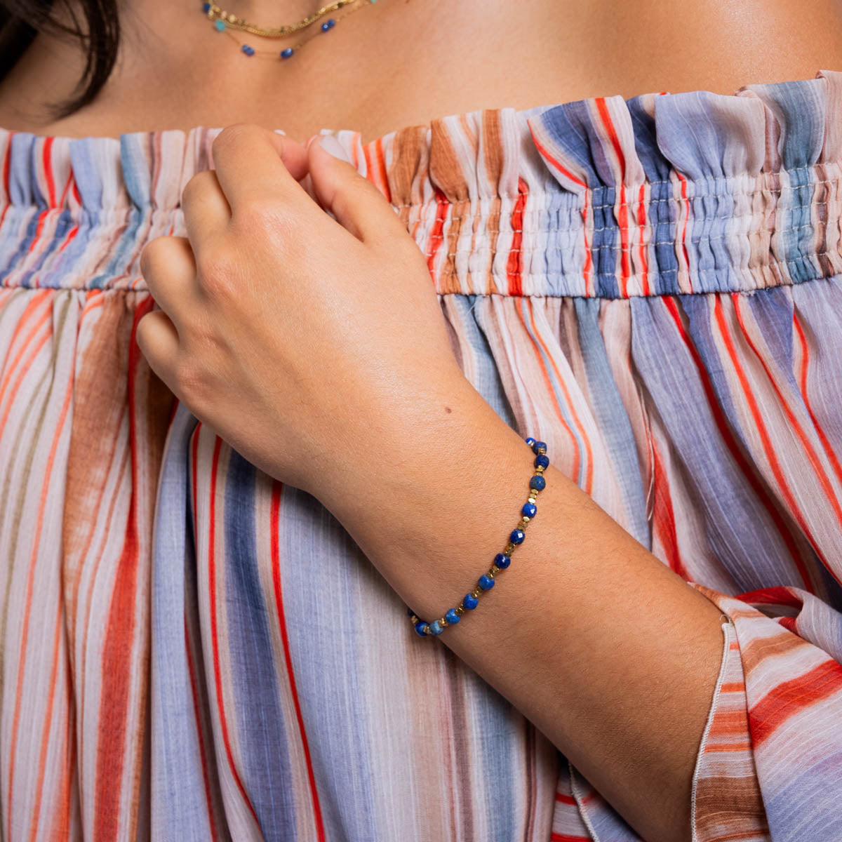 Pulsera elástica Spirit piedras facetadas Azul Anartxy
