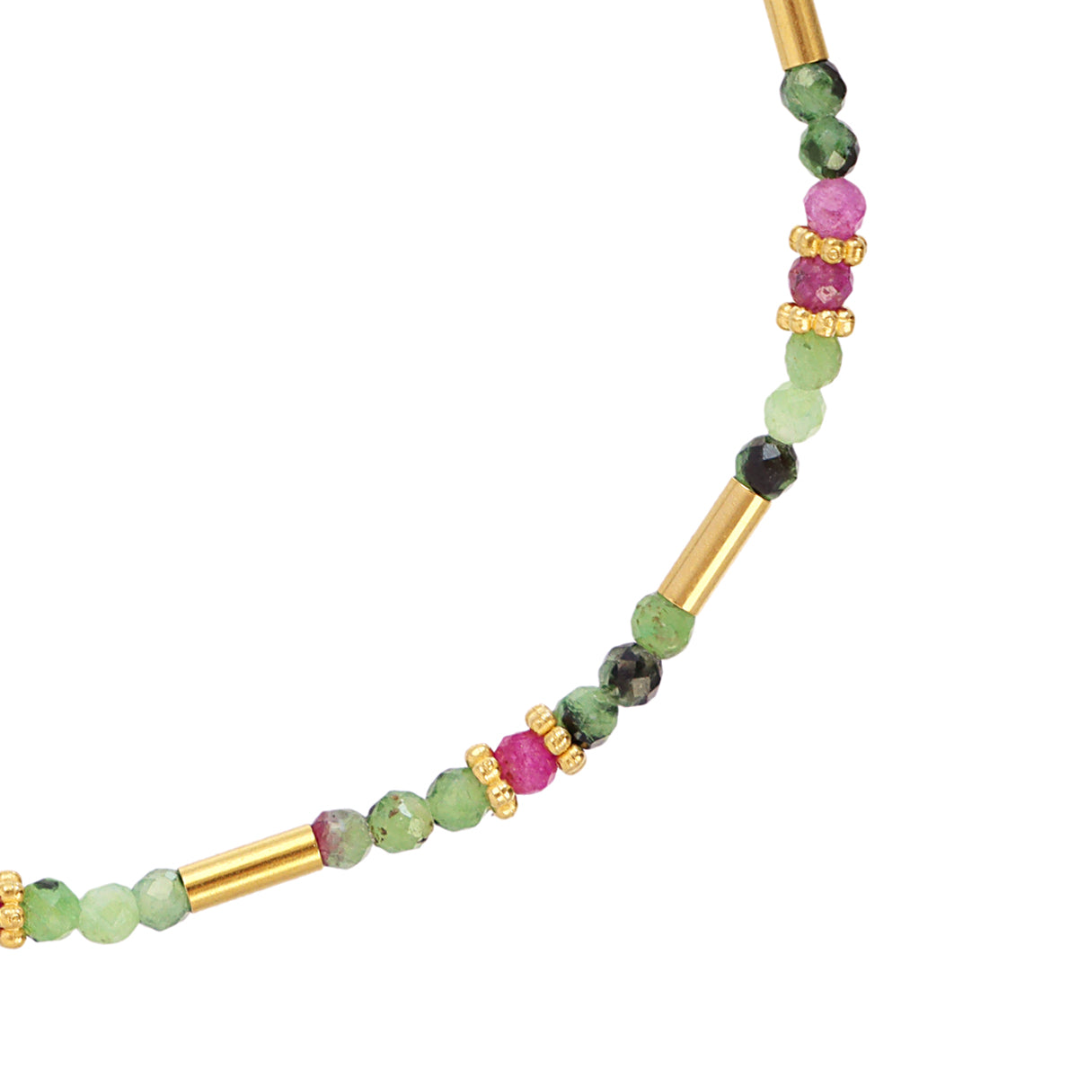 Pulsera elástica Spirit tubos dorados Verde Anartxy