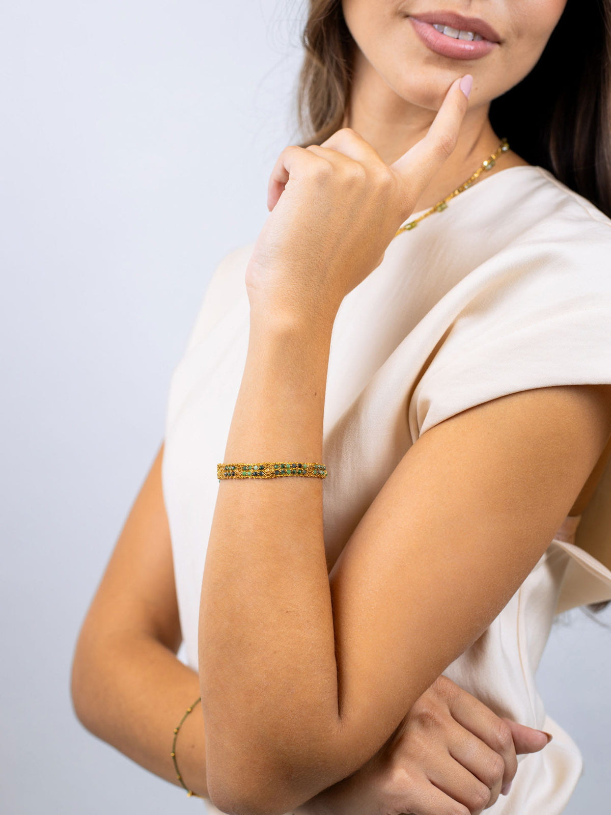 Pulsera Spirit malla de cadenas Verde Anartxy
