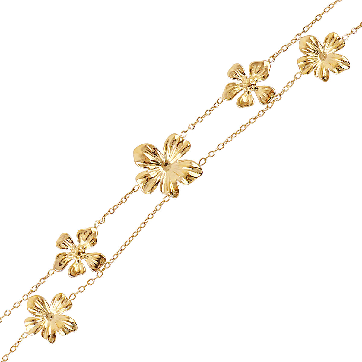 Pulsera Essentials flores doble cadena Dorado Anartxy