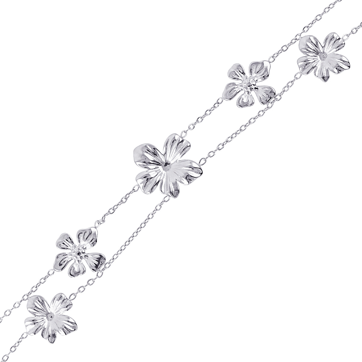 Pulsera Essentials flores doble cadena Plateado Anartxy