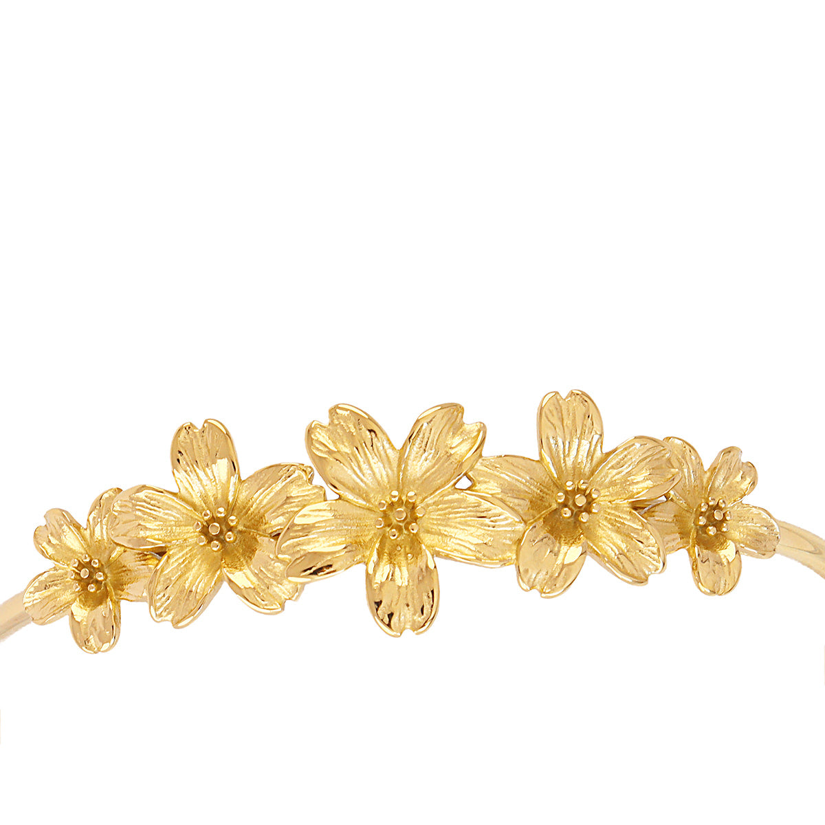 Brazalete Essentials flores relieve Dorado Anartxy