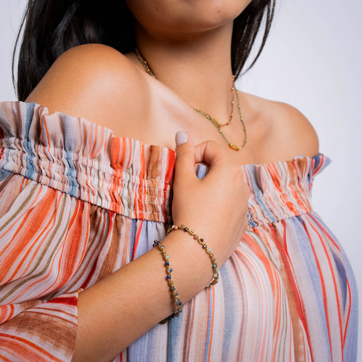 pulsera fina spirit ondas cuentas de cristales Verde Anartxy
